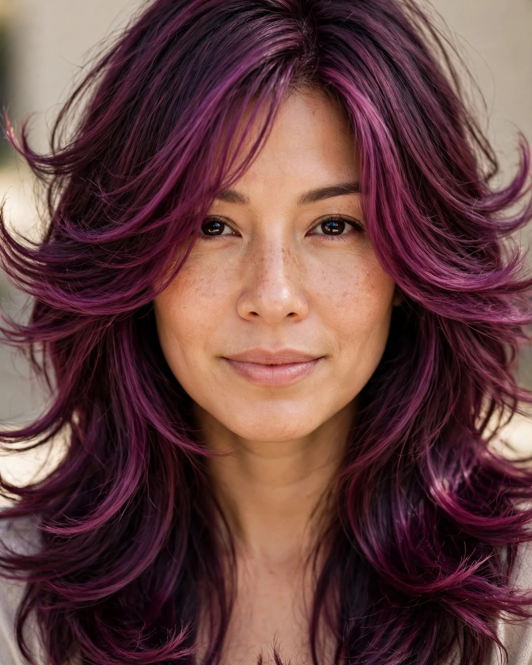 Plum Melt with Face-Framing Layers