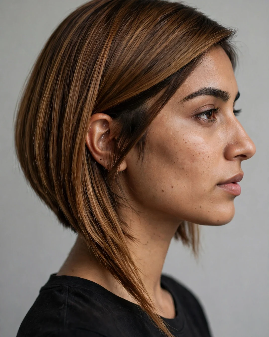 Asymmetrical Caramel Fall Bob
