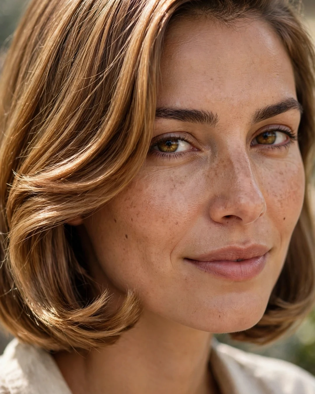 Side-Parted Golden Brown Bob