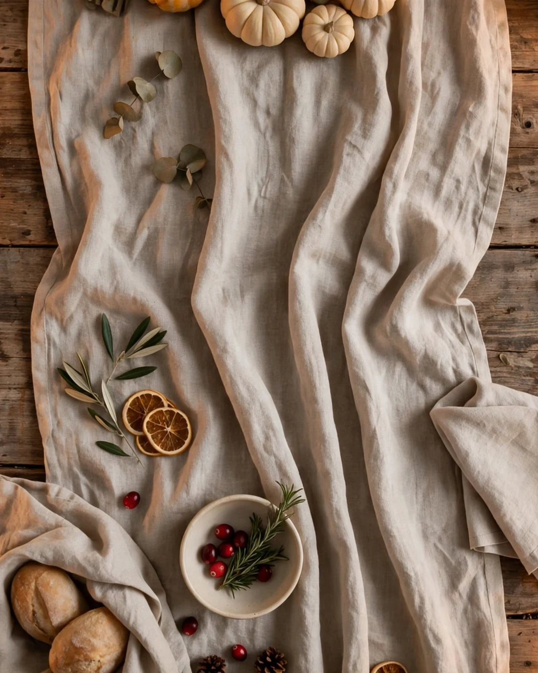 Lay a Textured Table Runner in Warm Neutrals