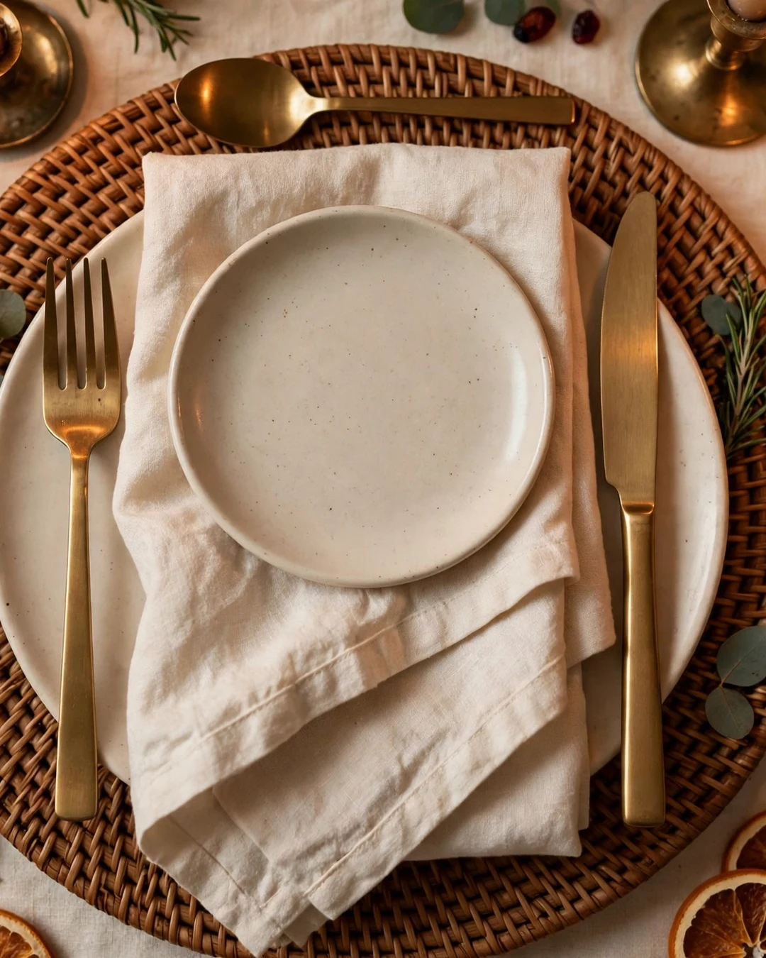 Layer Rustic Chargers and Linen Napkins