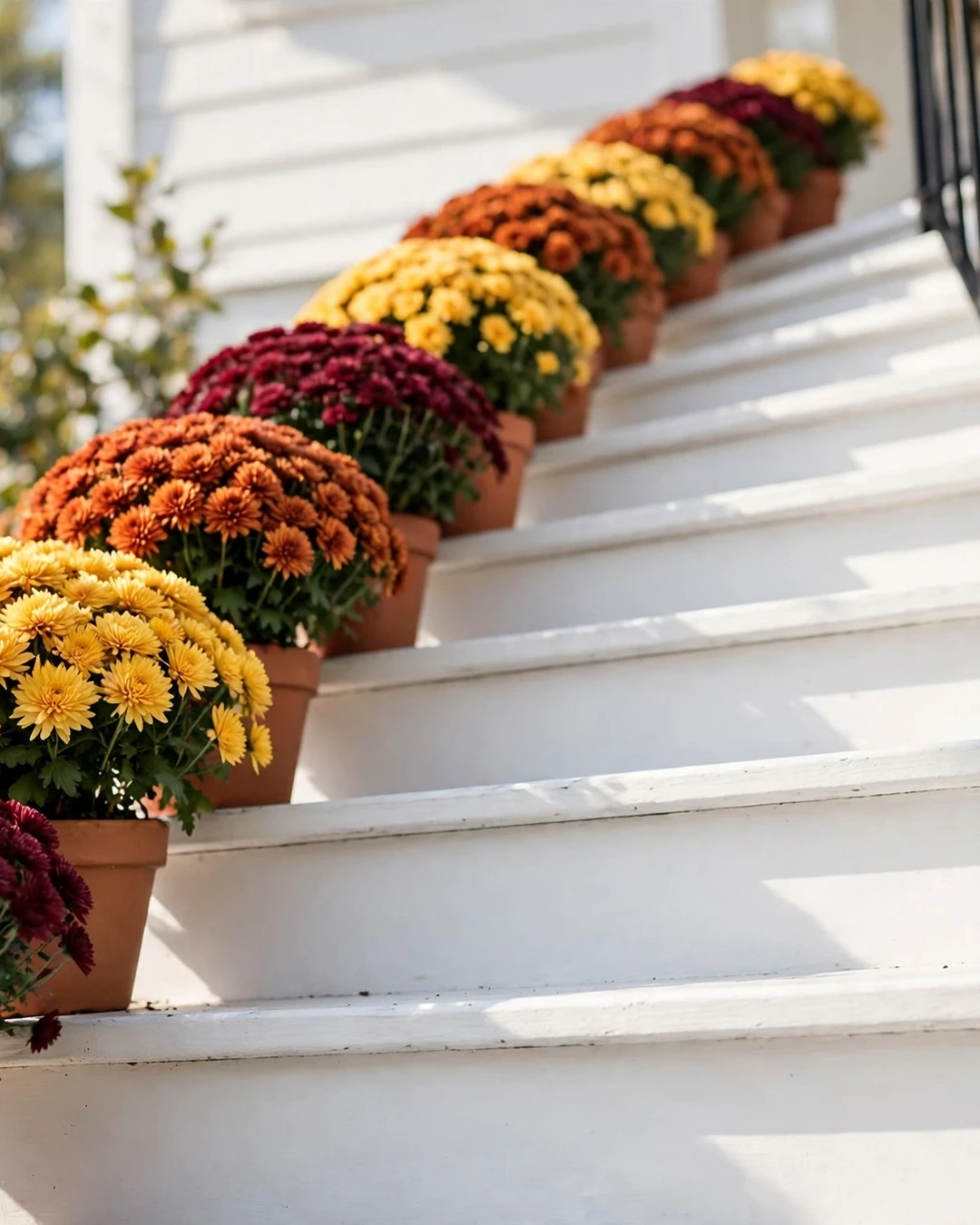 Frame the Steps With Blooming Mums