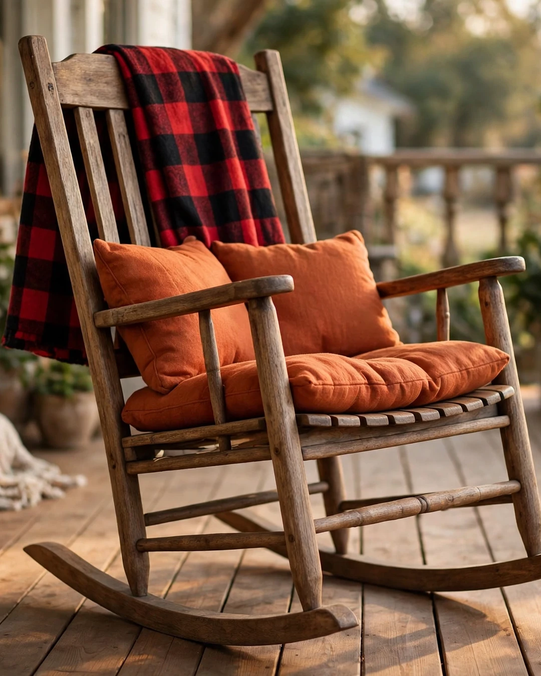 Drape a Plaid Throw Over a Rocking Chair