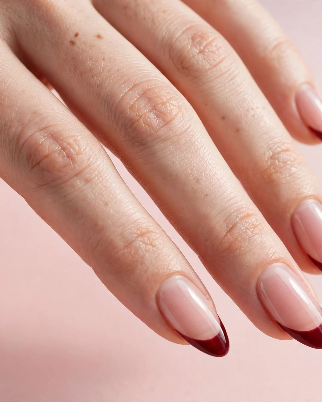Deep Burgundy Fall French Tip Nails