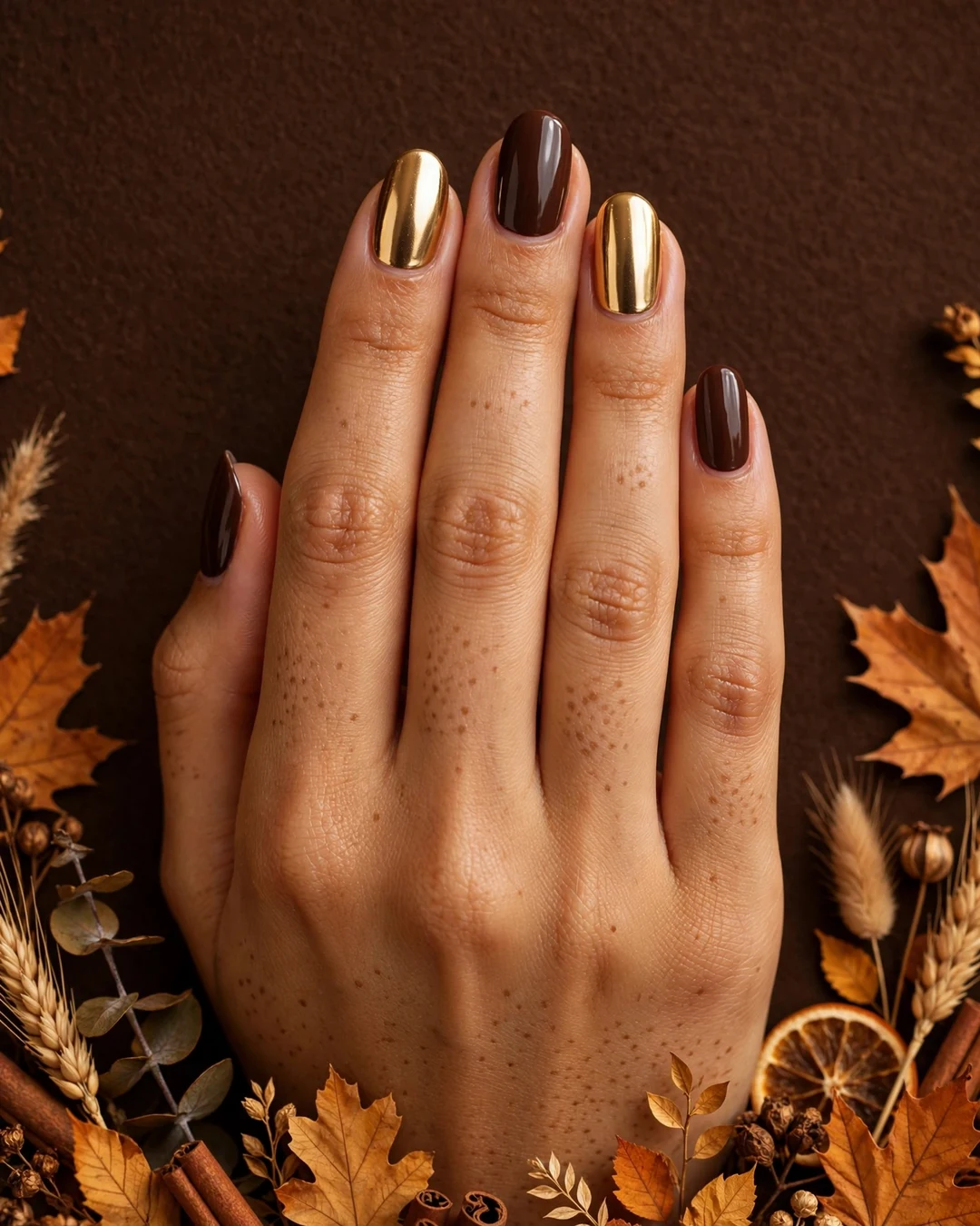 Gold Chrome with Chocolate Brown