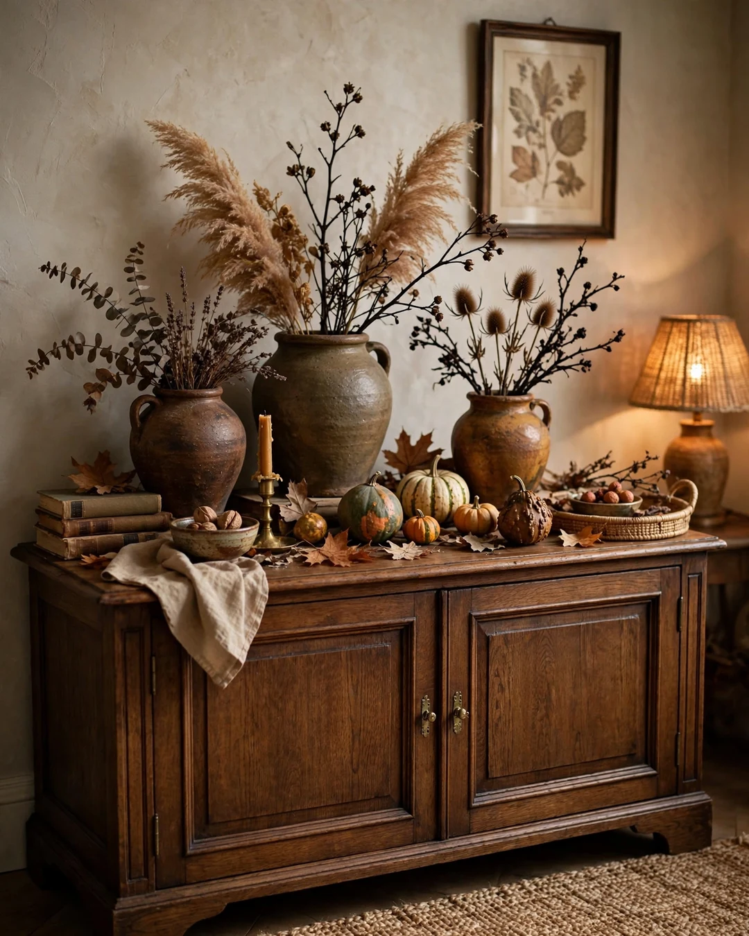 Dried Botanicals in Vintage Pottery