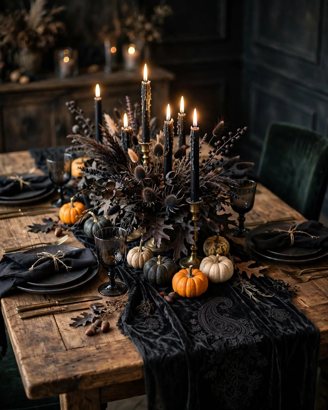 A Gothic Table Runner With Dark Florals