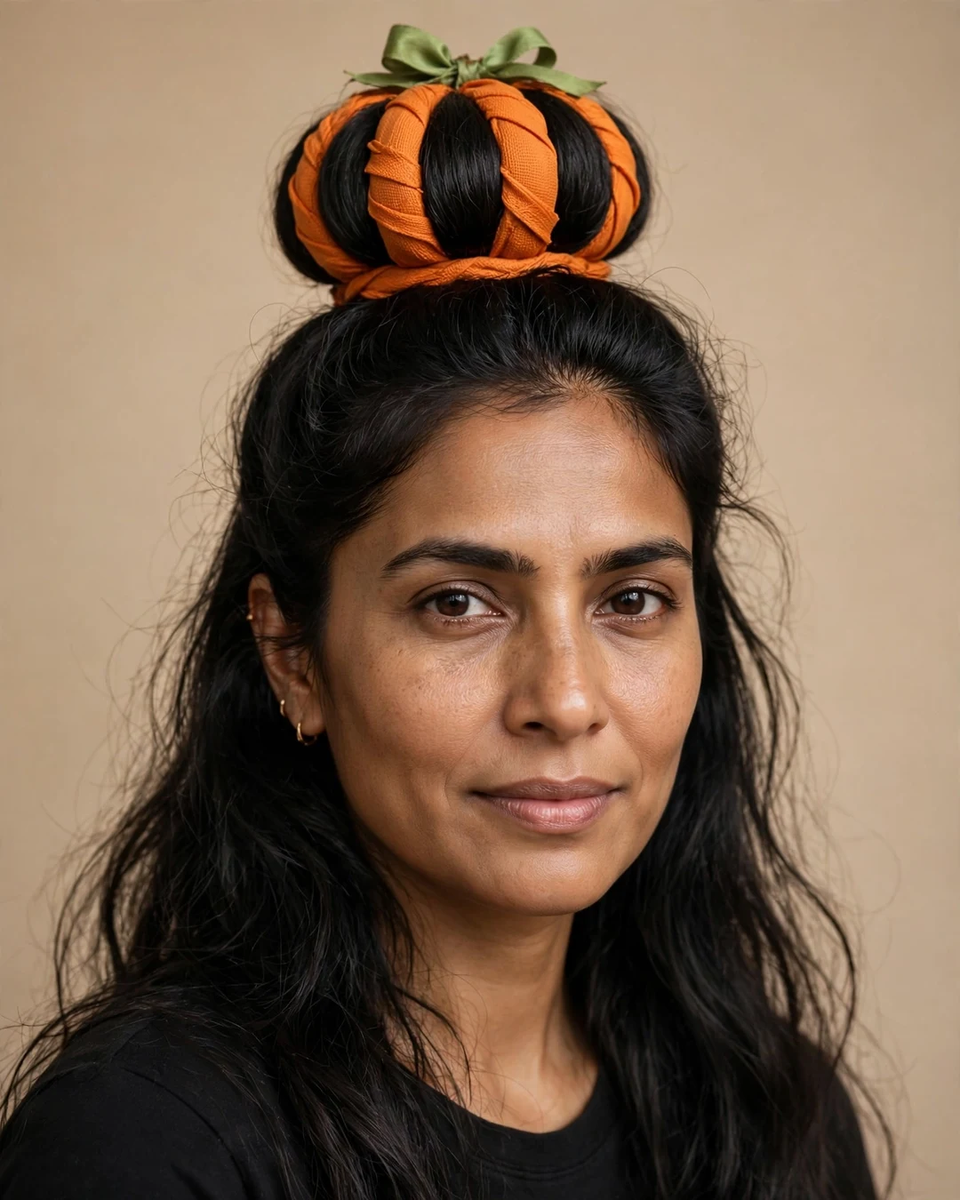Pumpkin Bun With Orange Ribbon