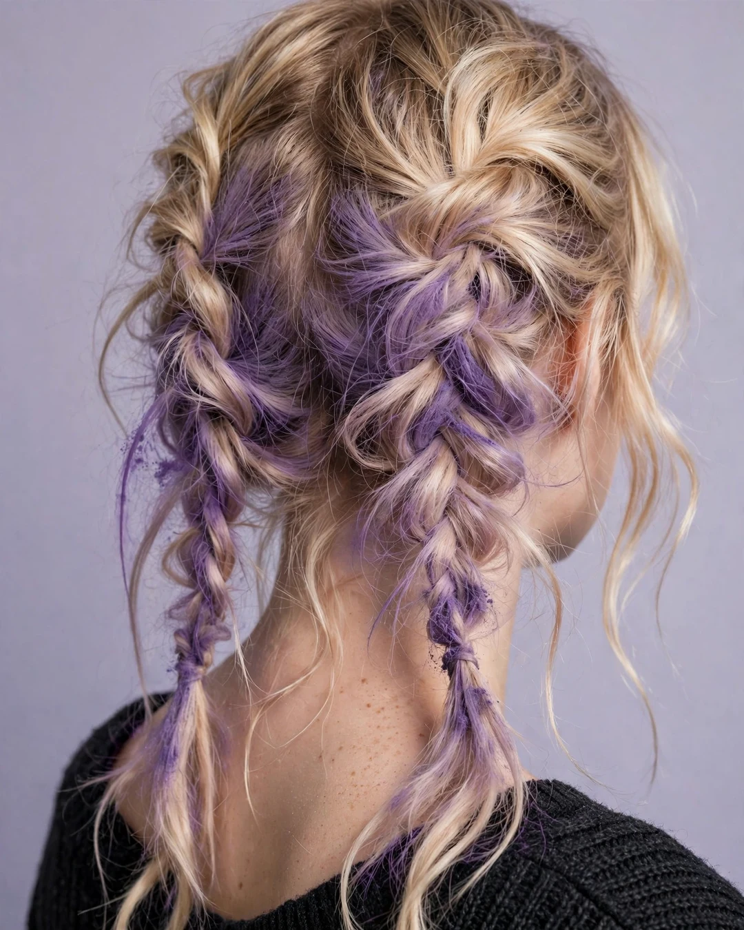 Witchy Loose Braids With Purple Spray