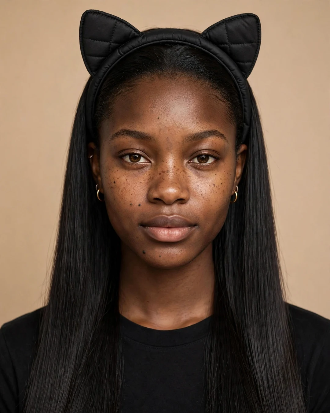Sleek Hair With a Cat Headband