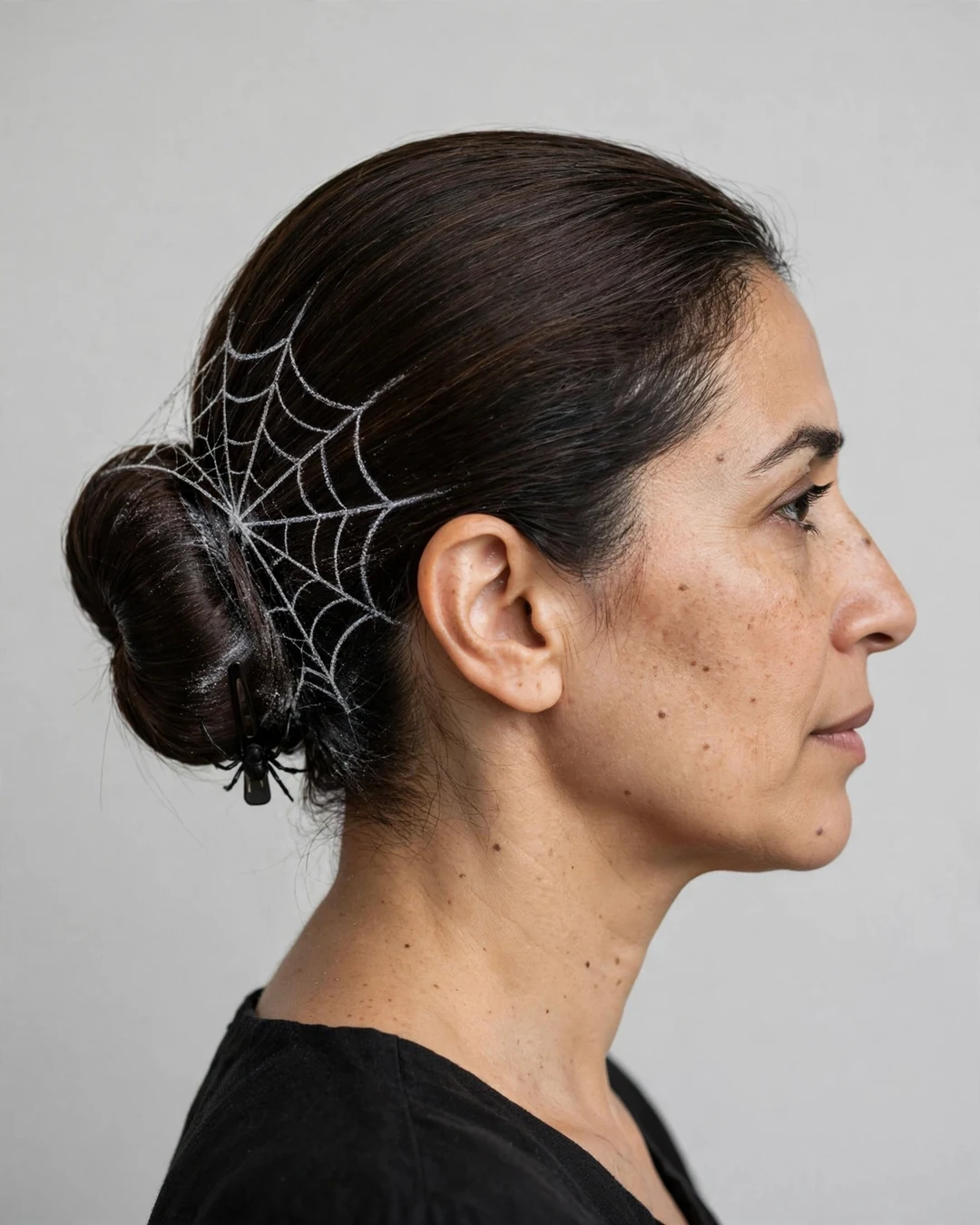 Spiderweb Low Bun With White Chalk