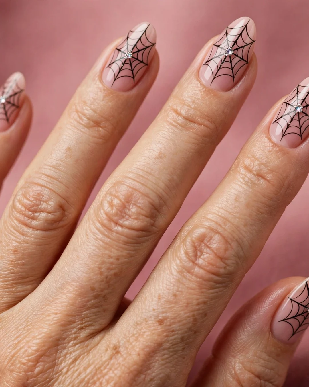 Pink Rhinestone Spiderwebs