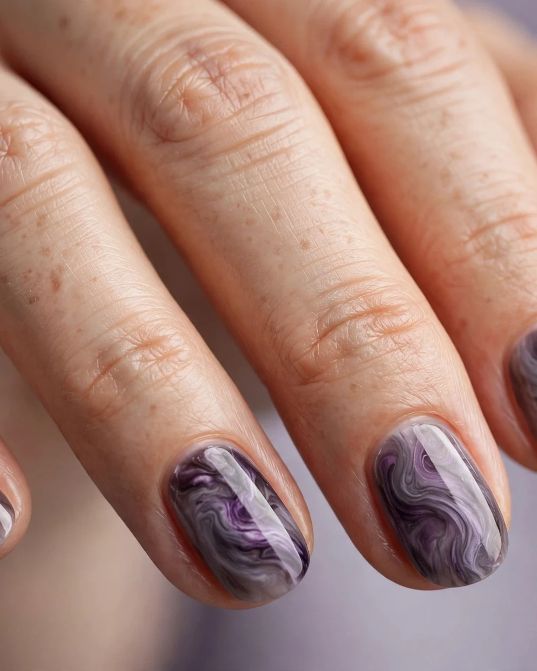 Plum Smoke Marble Nails