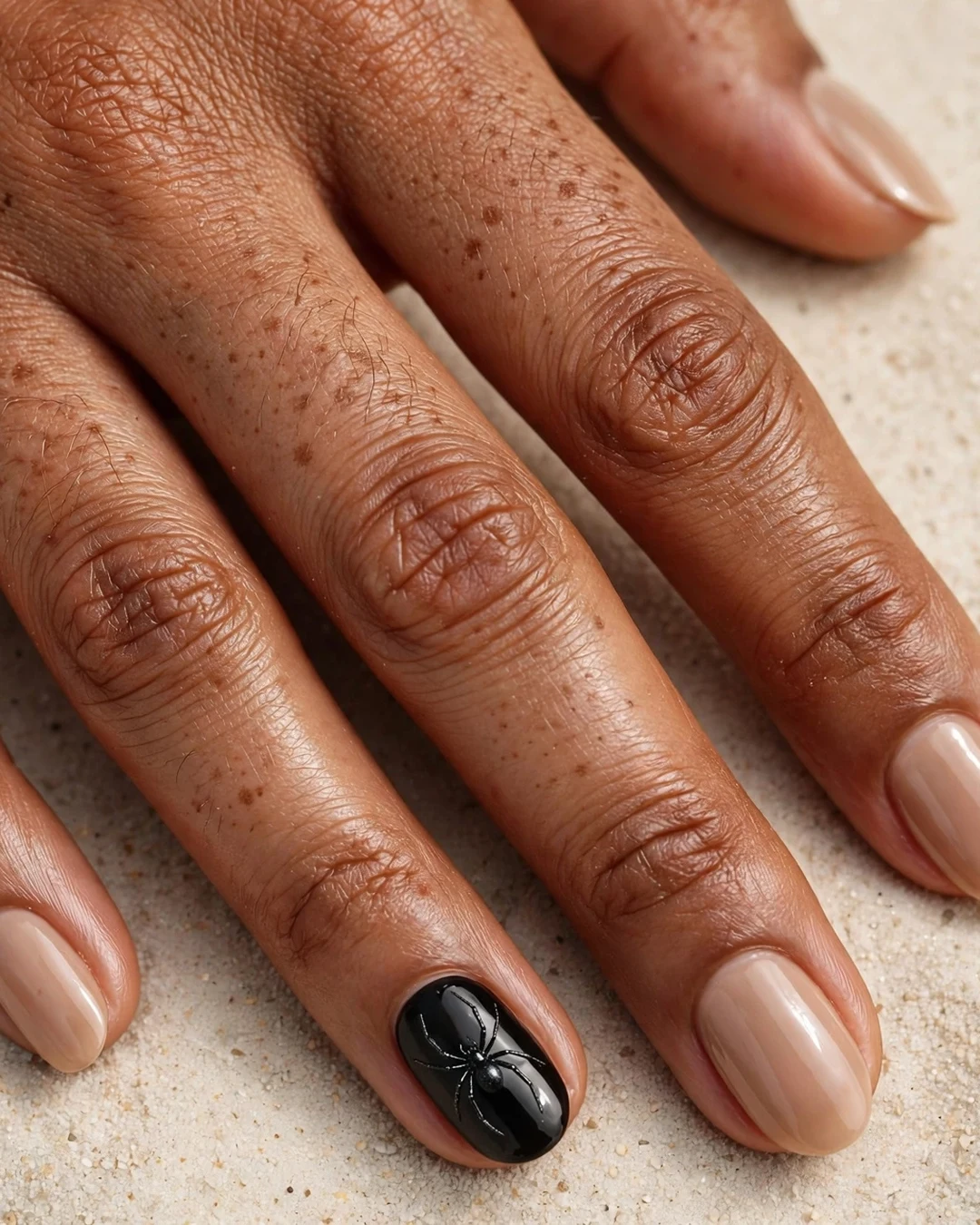 Nude Nails With a Single Spider