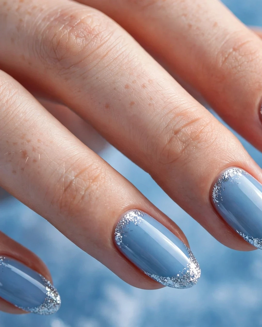 Ice Blue with Glitter Tips