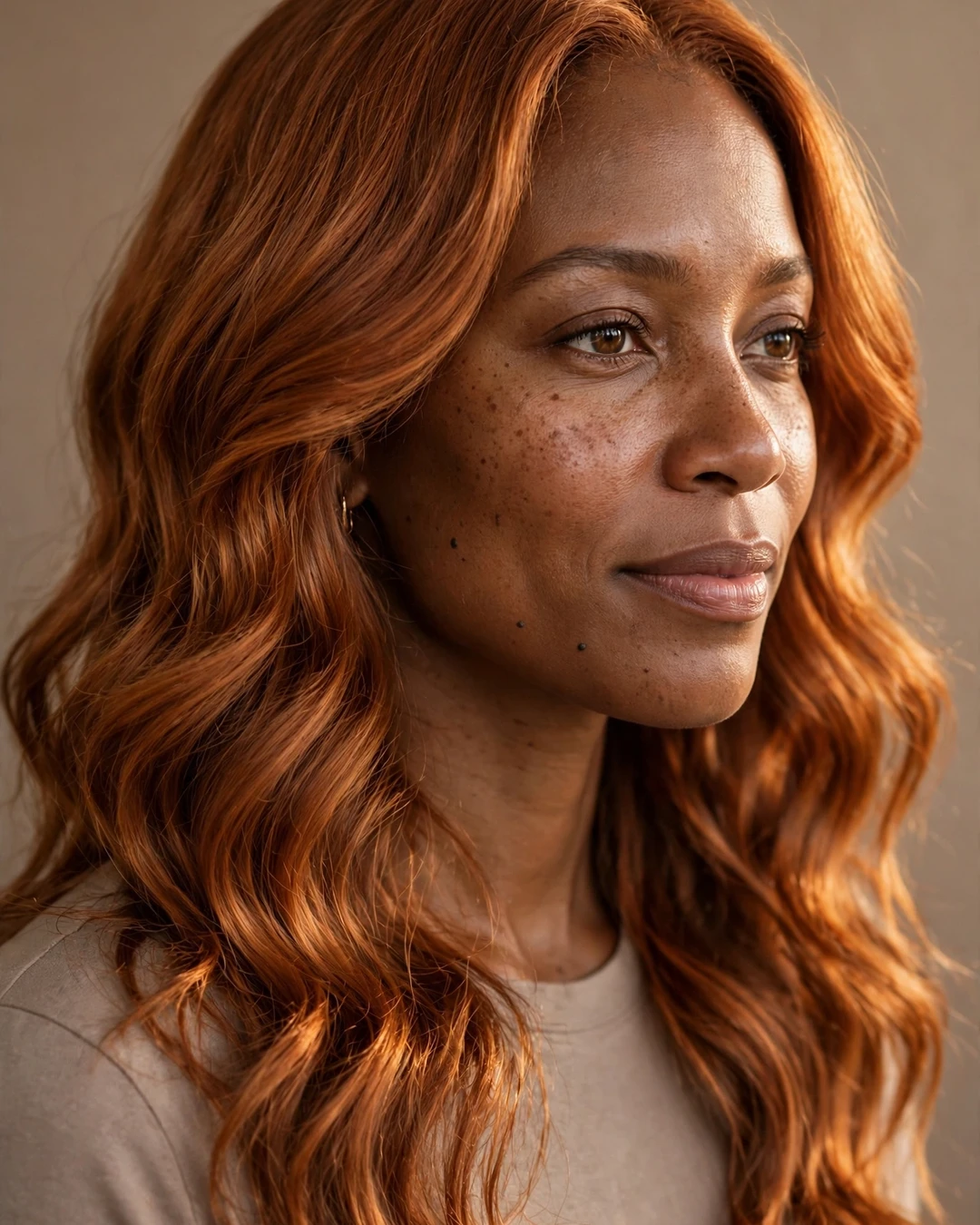 Whiskey Copper Hair Color with Soft Waves