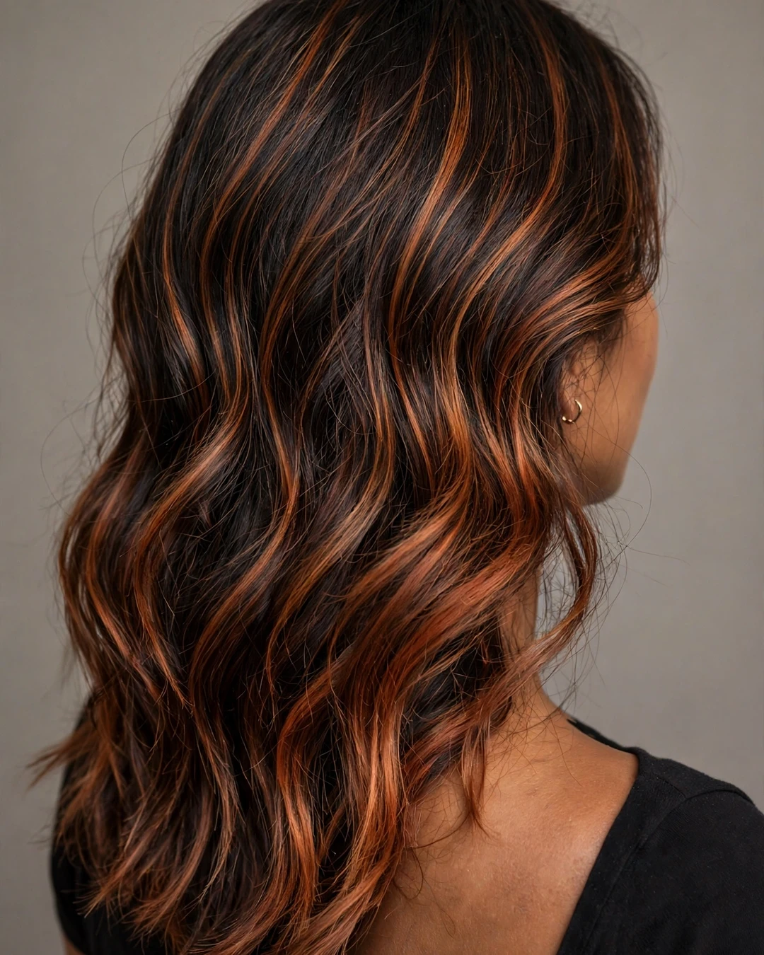 Copper Balayage on a Dark Base