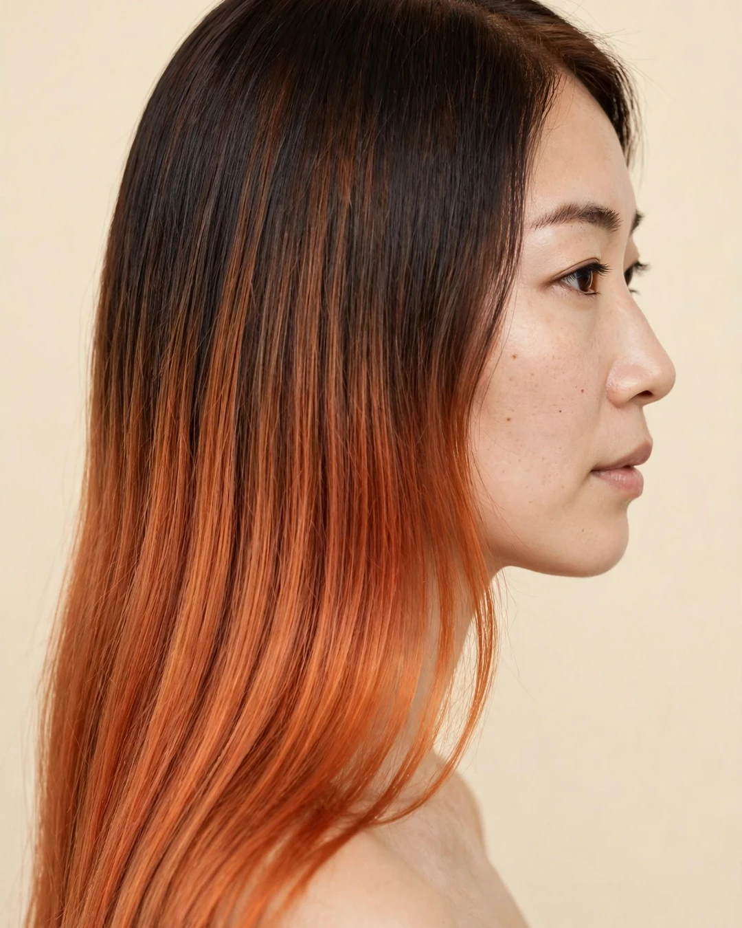 Copper Ombre Hair Color from Brown Roots