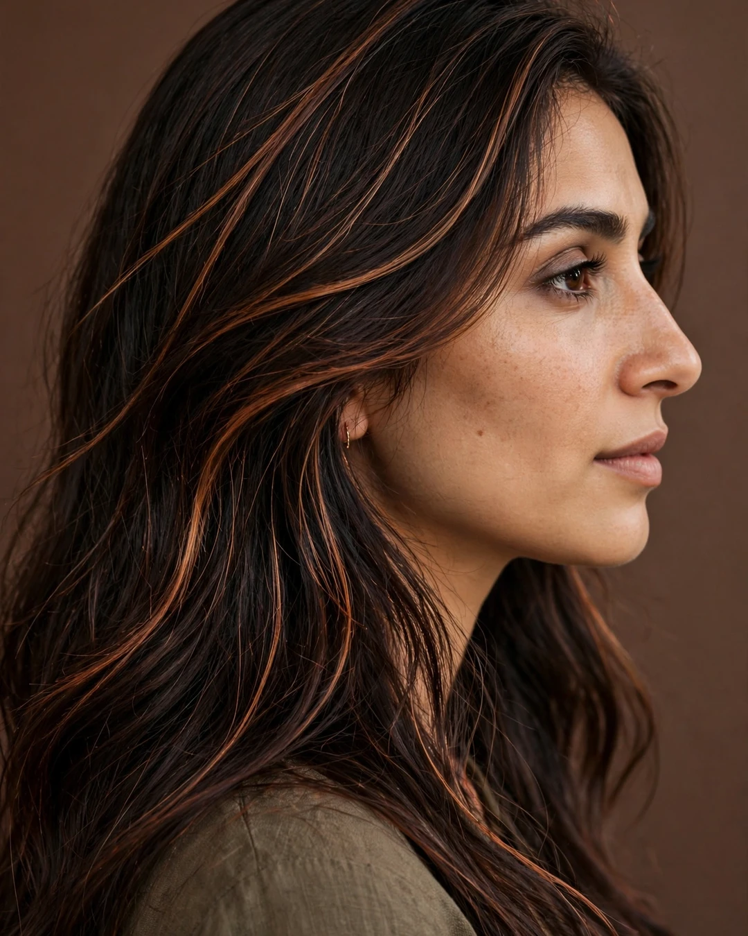 Copper Highlights on Chocolate Brown