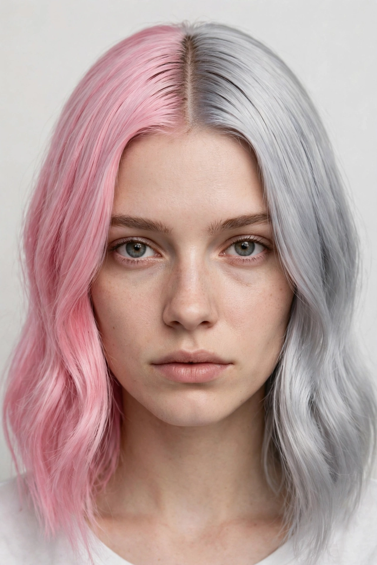 Cotton Candy Silver and Pink Hair Split-Dye