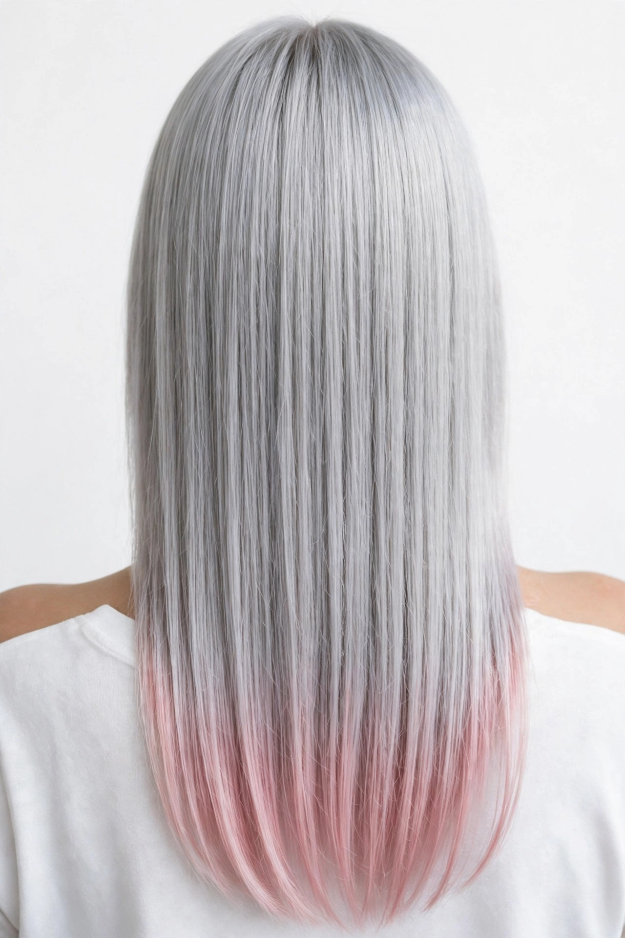 Icy Silver Lengths With Blush Pink Dipped Ends