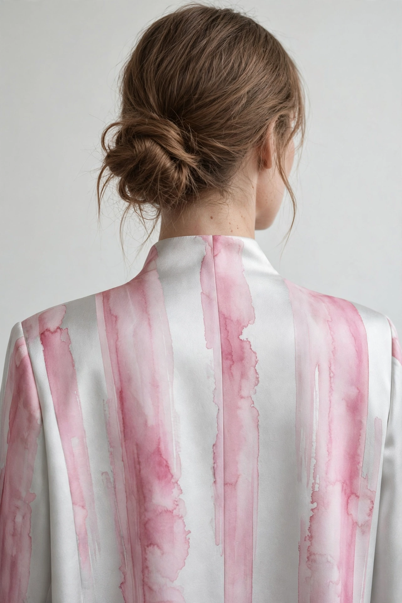 Watercolor Pink Panels on a Silver-White Base