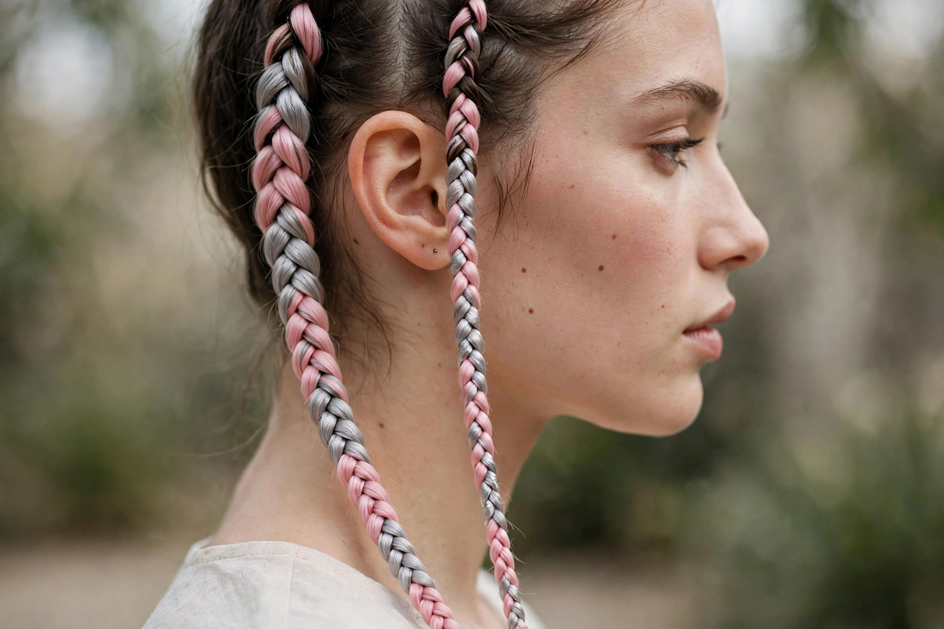 Blush Pink and Silver Accent Braids