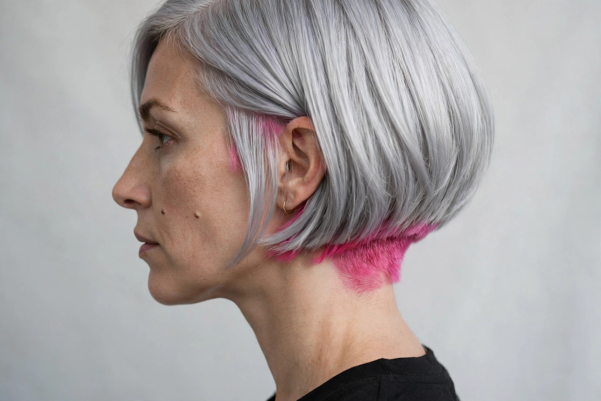 Silver Bob With a Hidden Pink Undercut Panel