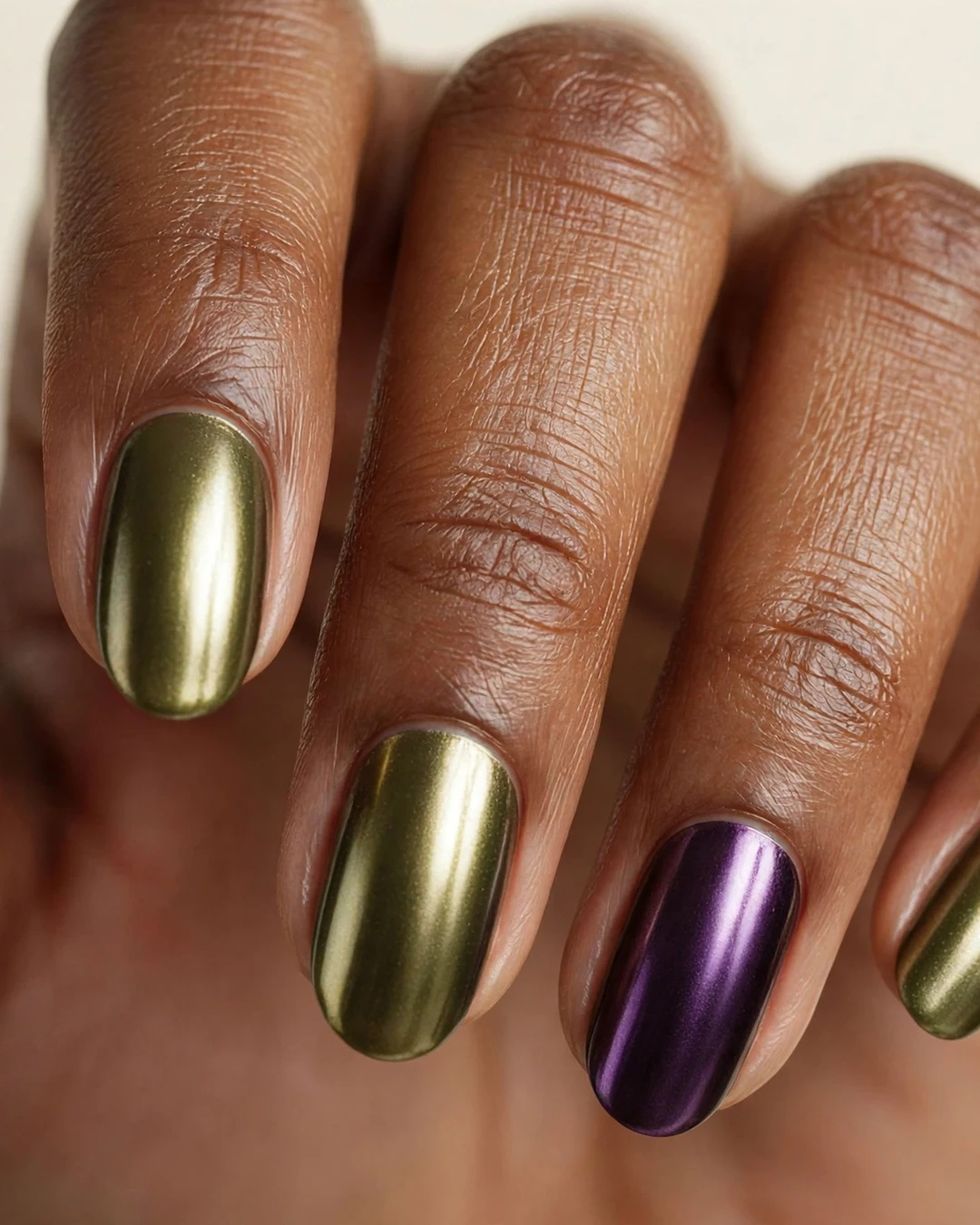 Eggplant Metallic Accent with Olive