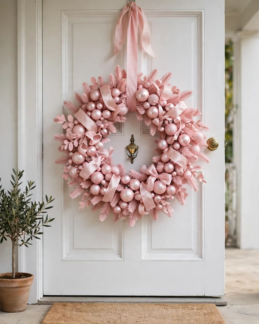 Pink Front Door Wreath