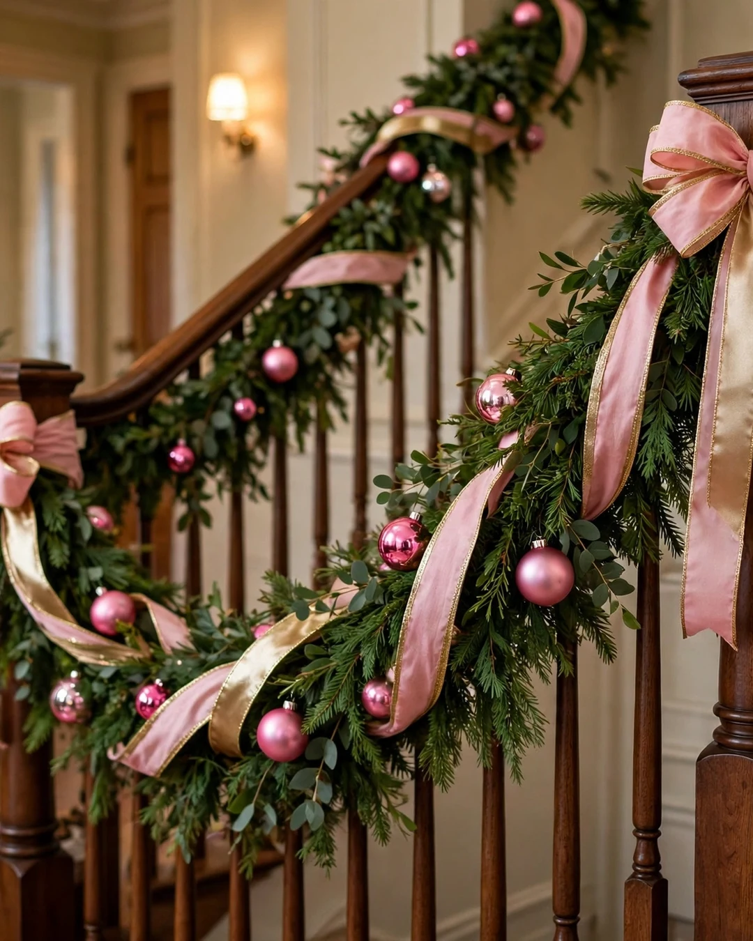 Pink and Gold Banister Ribbon