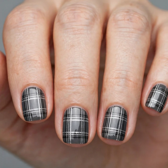 Charcoal and Silver Plaid