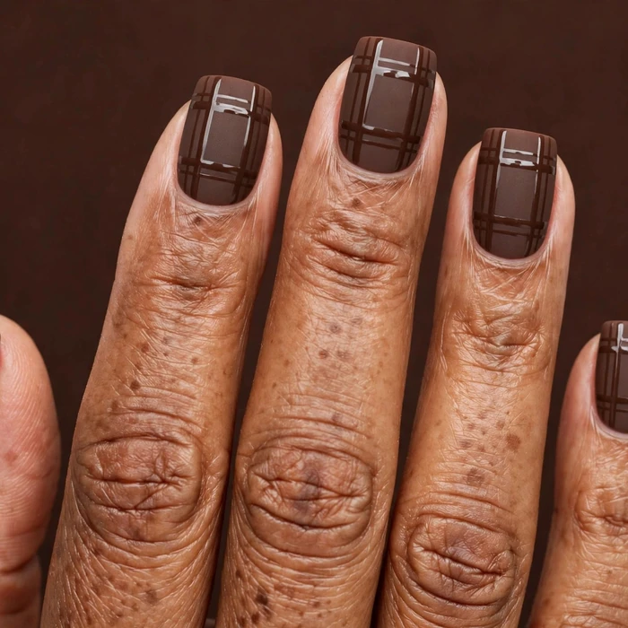 Matte Brown Plaid with Gloss Lines