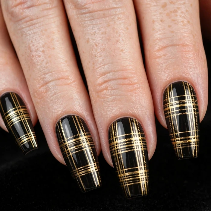 Black and Gold Luxe Plaid