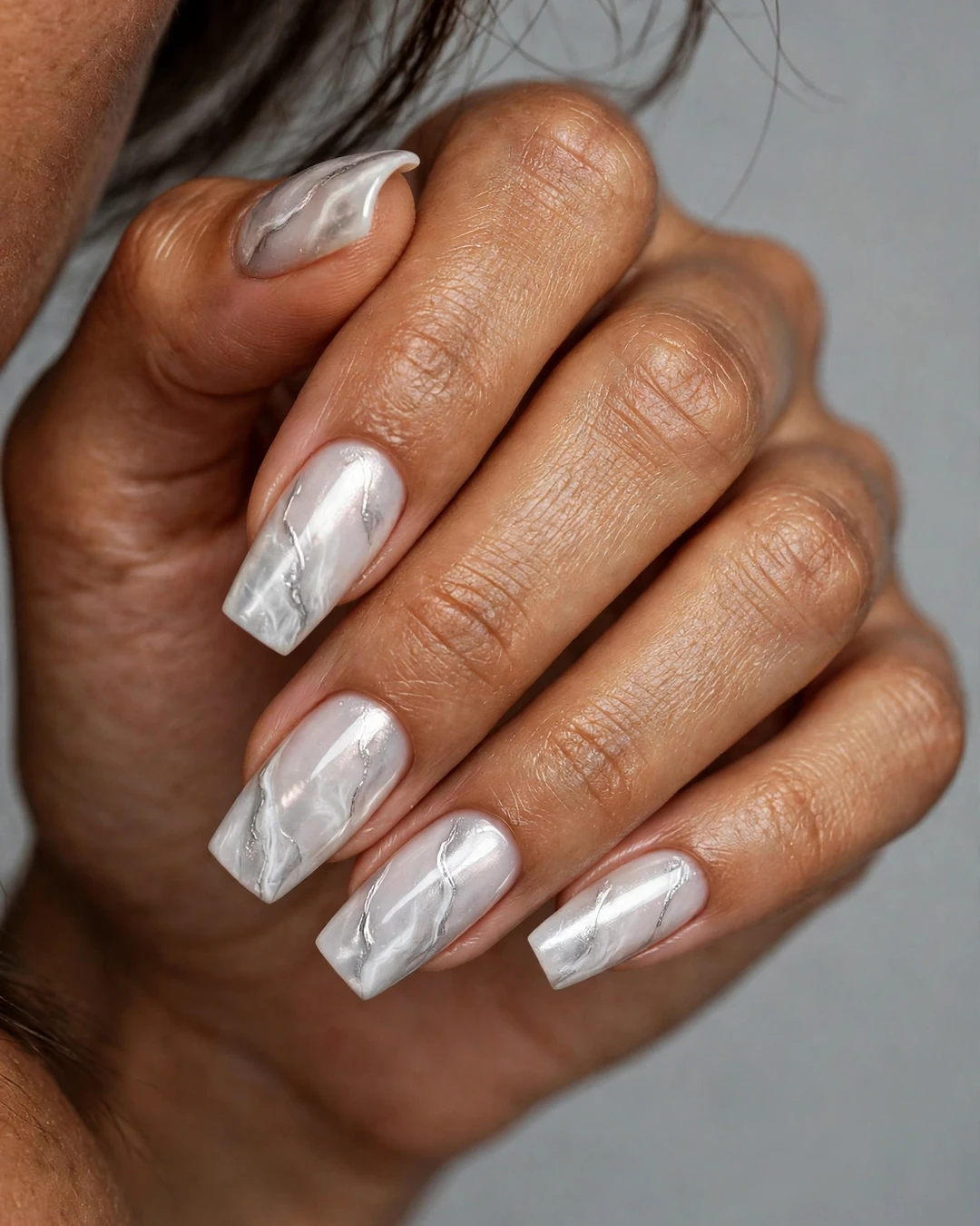Pearlescent Marble Nails