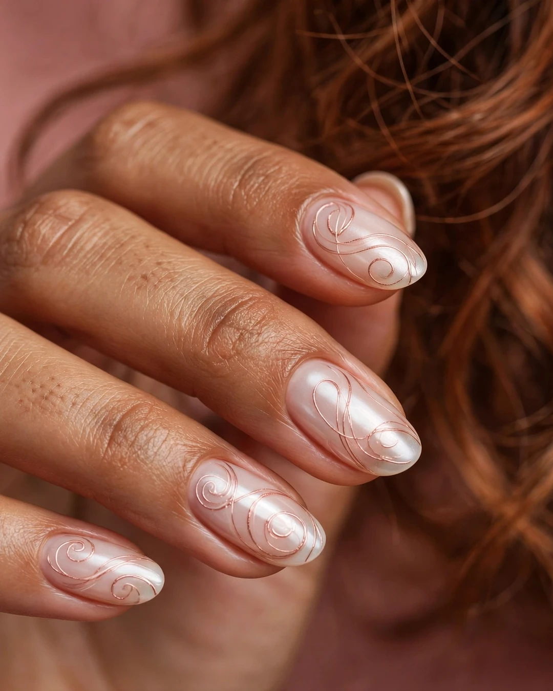 Rose Gold Pearl Swirls
