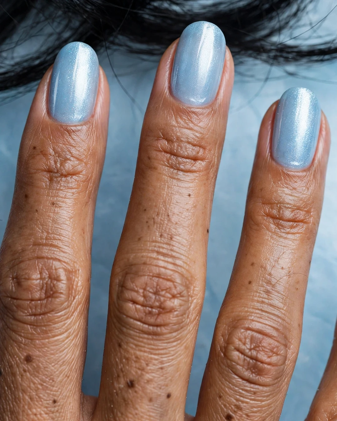 Icy Blue Pearl Winter Nails