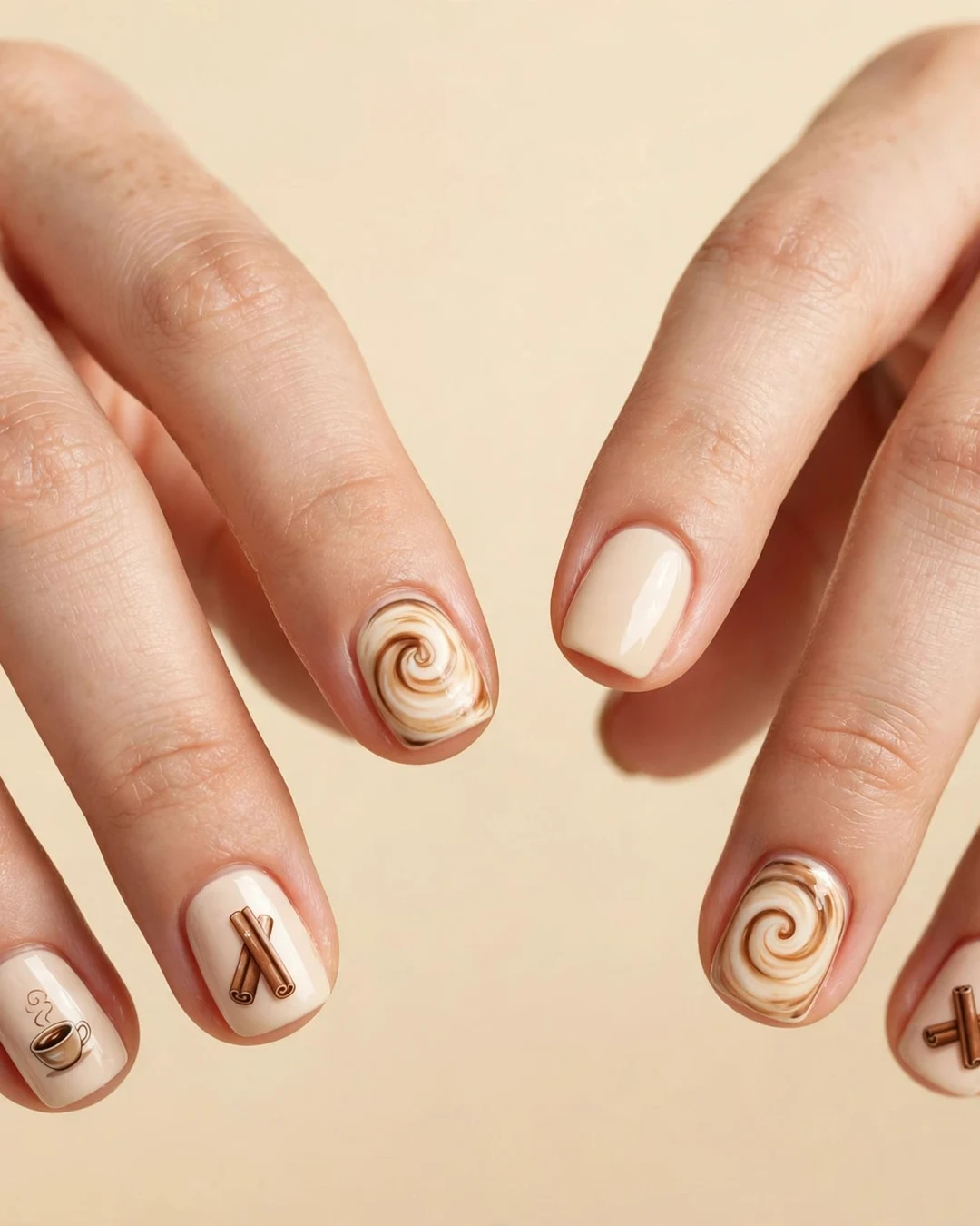 Pumpkin Spice Latte Nail Art