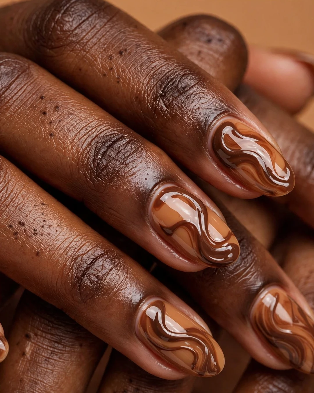 Mocha Swirl Nails