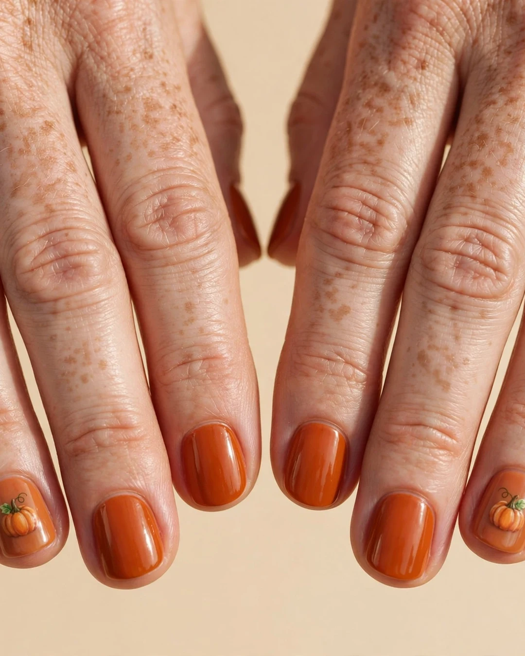 Tiny Pumpkin Accent Nails