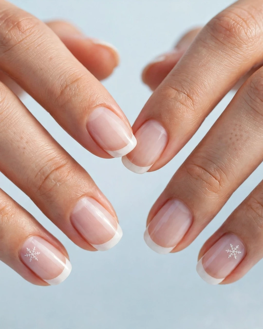 Snowflake French Tip Nails