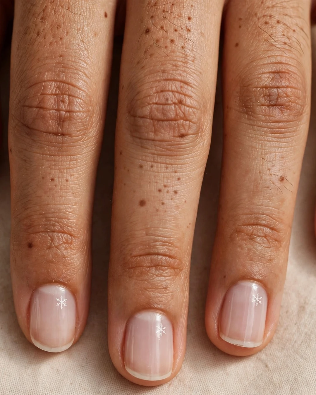 Minimalist Micro Snowflake Nails