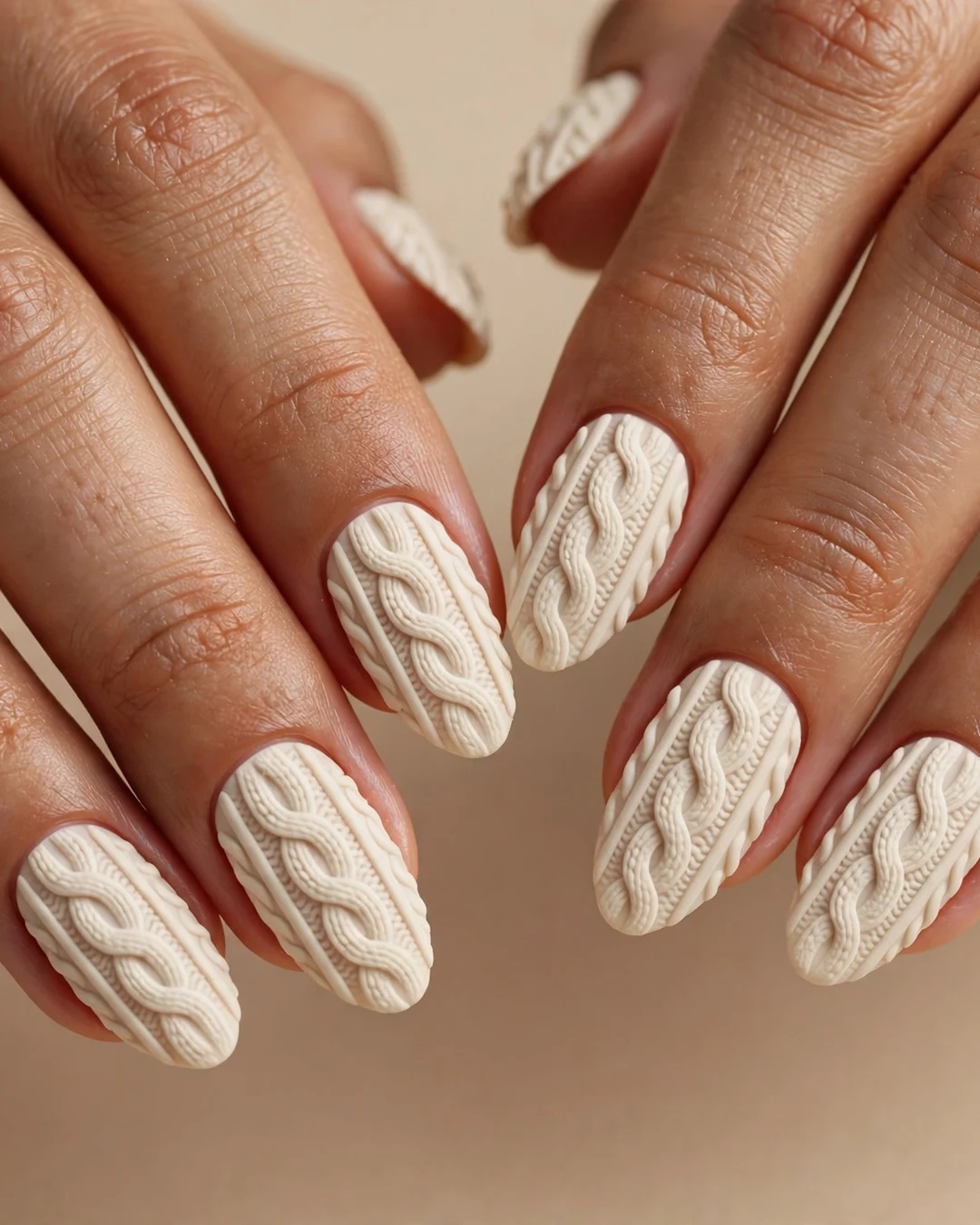 22 Cable Knit Sweater Nail Ideas for a Cozy Winter Manicure