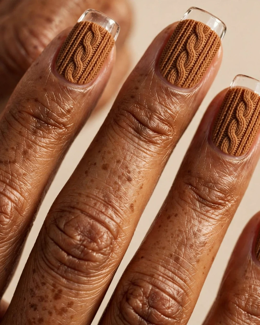 Caramel Knit with Glossy Tips