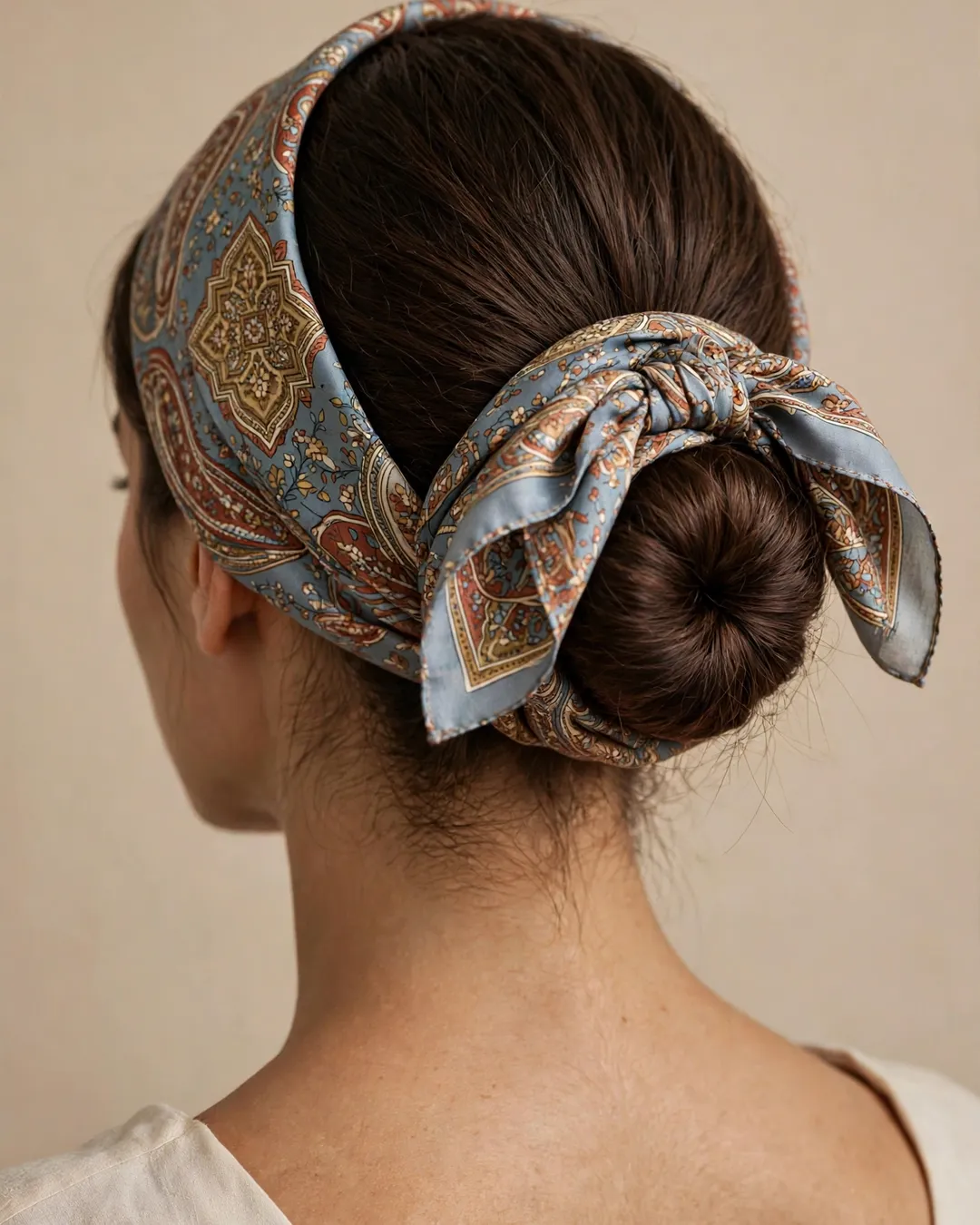 Scarf-Tied Low Bun