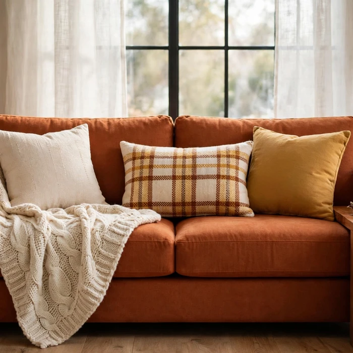 Rust and Cream Sofa Styling