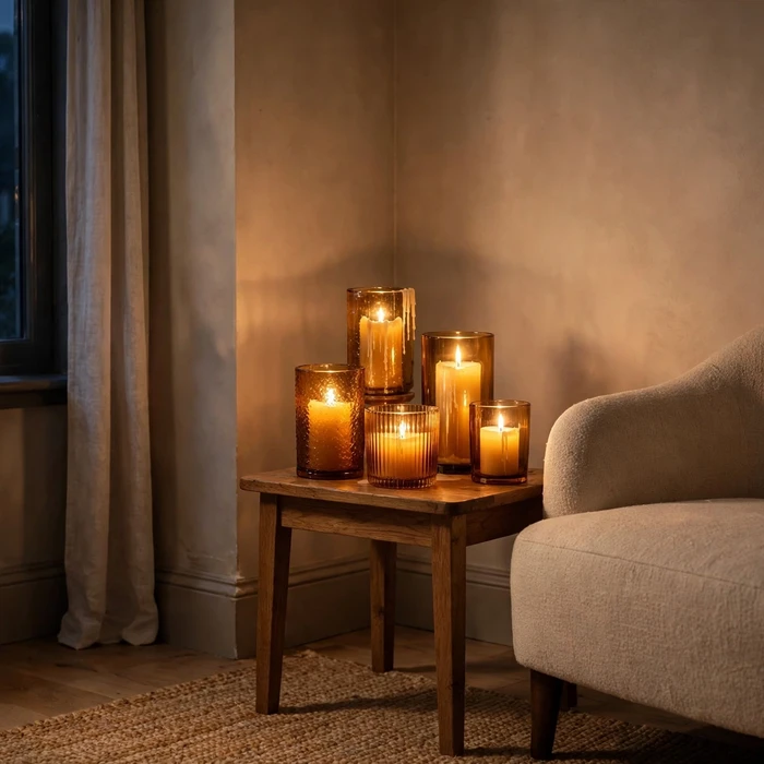 Amber Glass Candlelight Corners