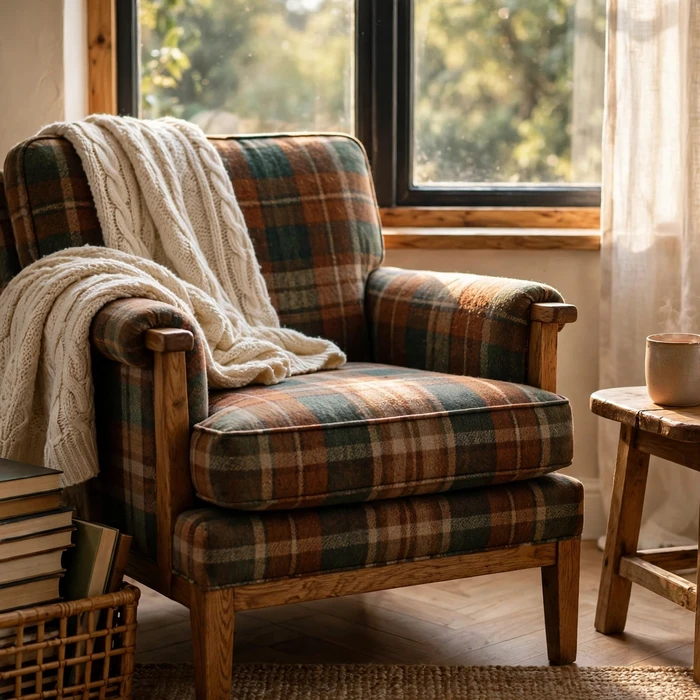 Plaid Reading Nook by the Window