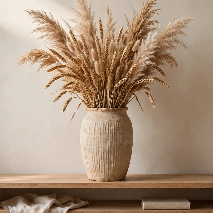 Dried Wheat and Pampas Arrangement