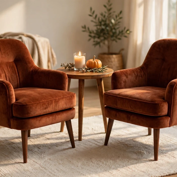 Rust Velvet Accent Chairs